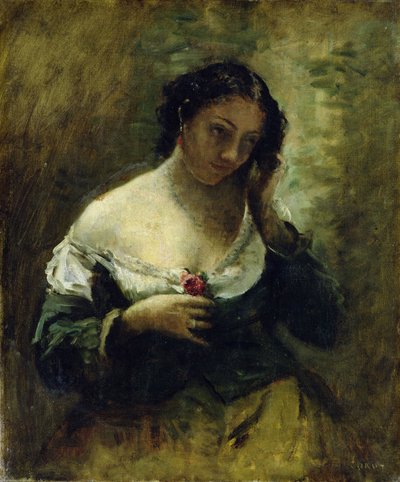The Girl With The Rose, c.1865 by Jean Baptiste Camille Corot